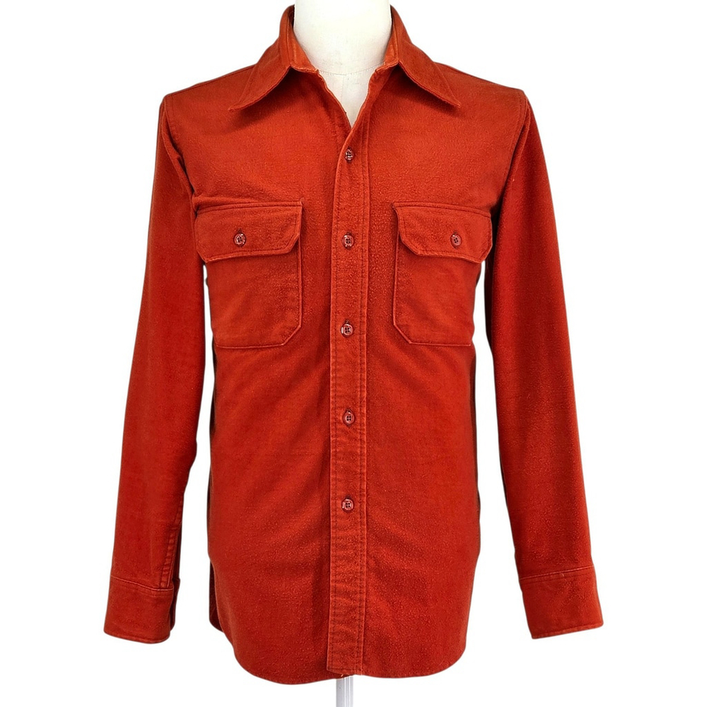 Vtg Americana Workwear Woolrich Chamois Shirt Men’s L Red Heavyweight Heritage - Picture 6 of 13